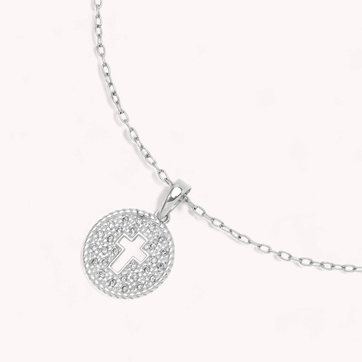 Rebekah Cross Coin Pendant Necklace