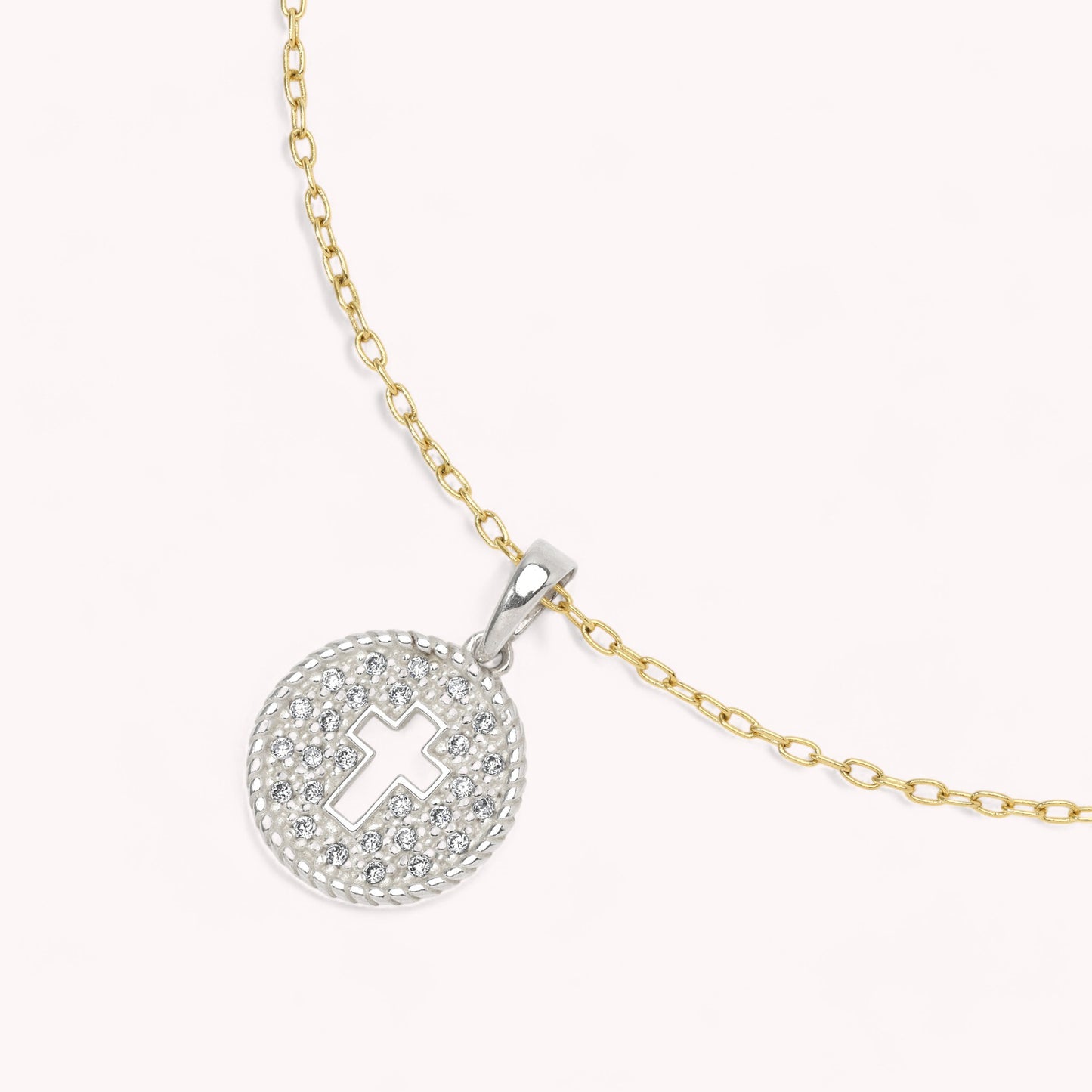 Rebekah Cross Coin Pendant Necklace