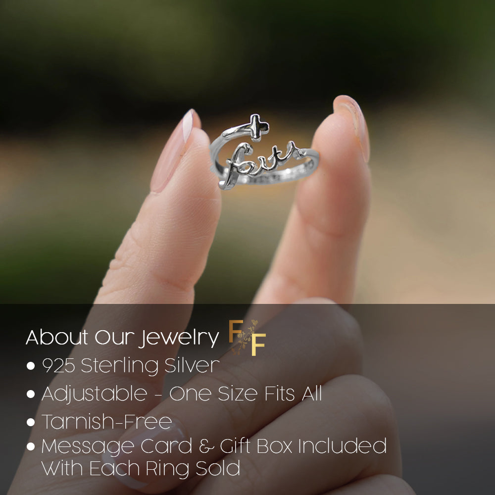 Found 'Faith' Script Ring (Adjustable) - 925 Silver