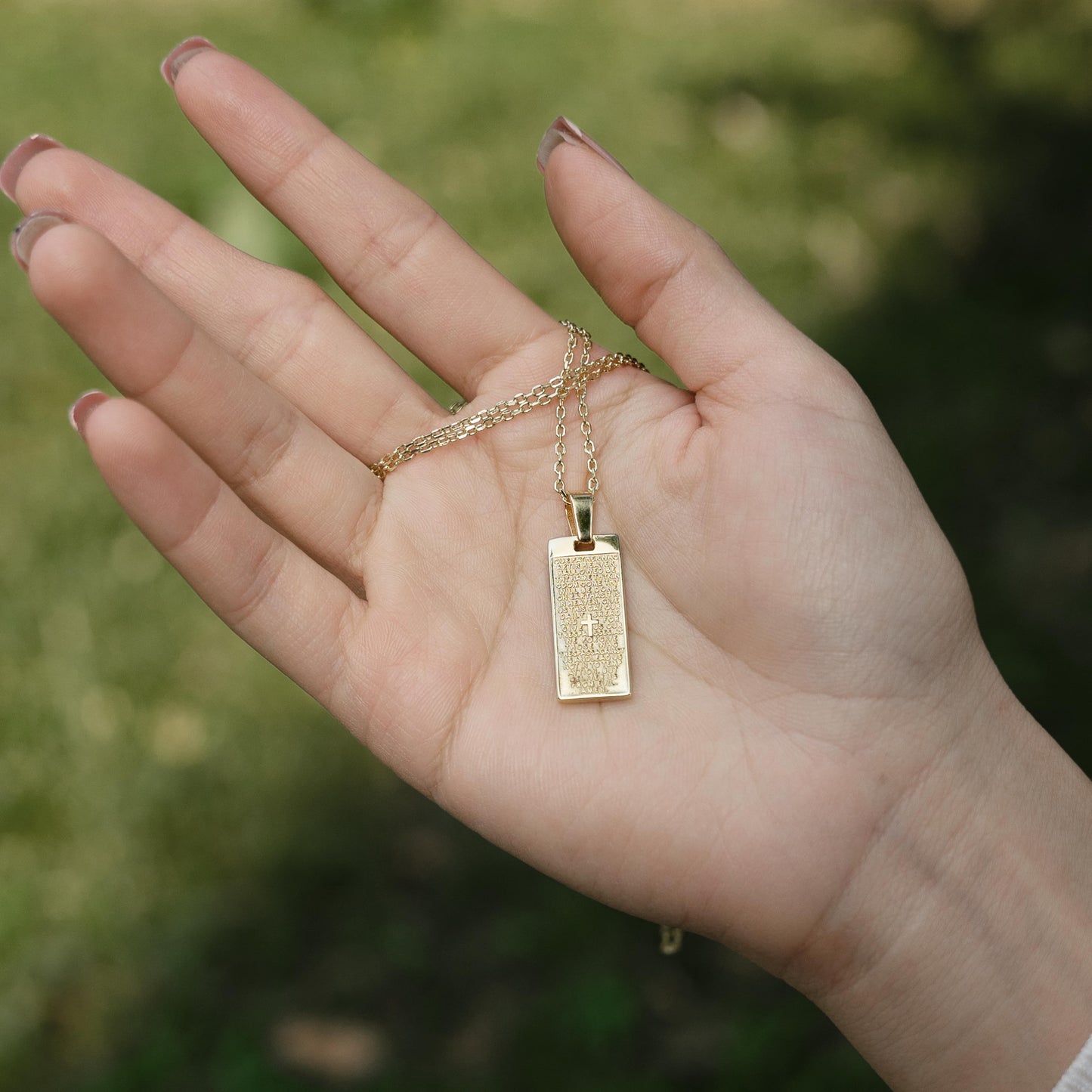 Sherah The Lord's Prayer Quote Necklace (Gold)