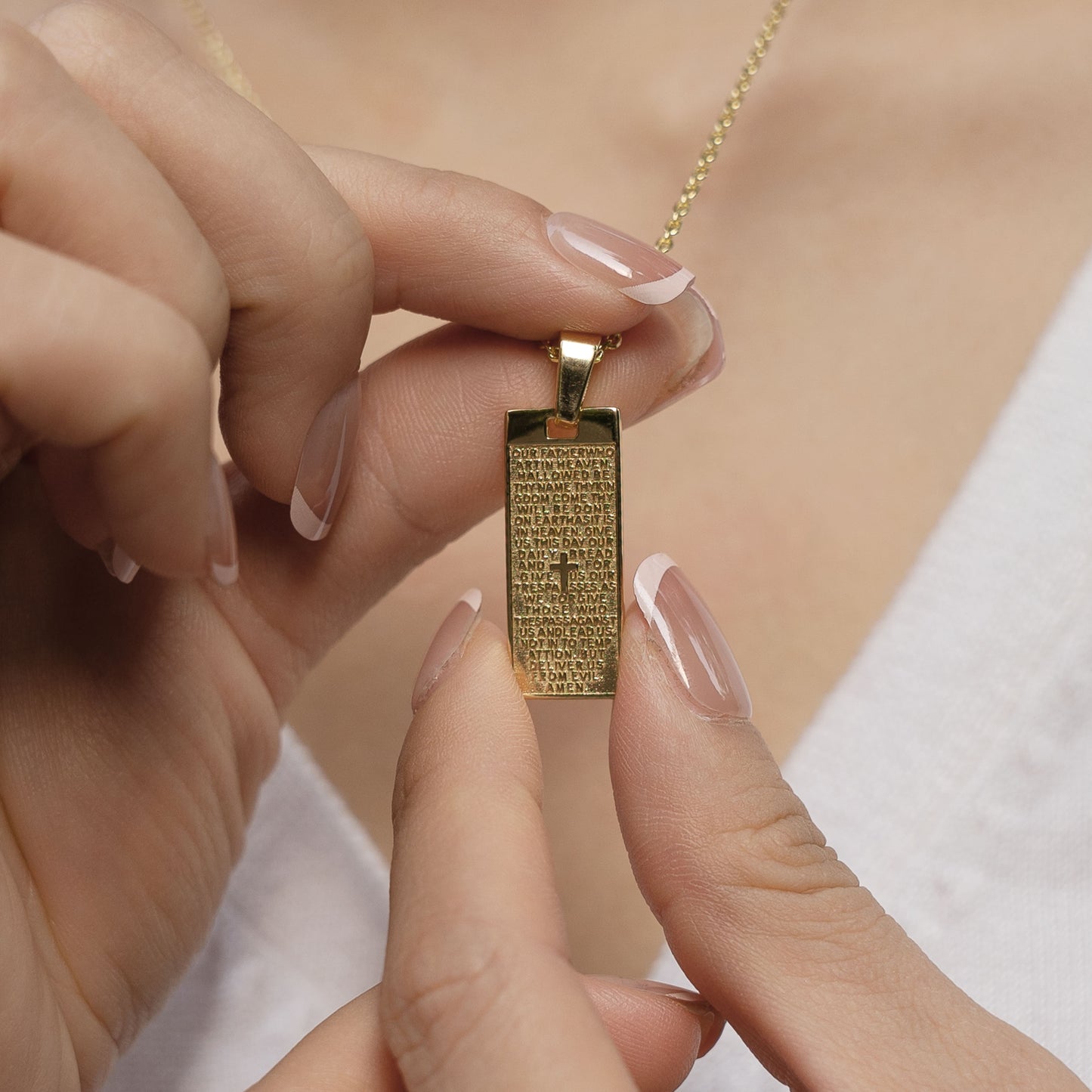 Sherah The Lord's Prayer Quote Necklace (Gold)