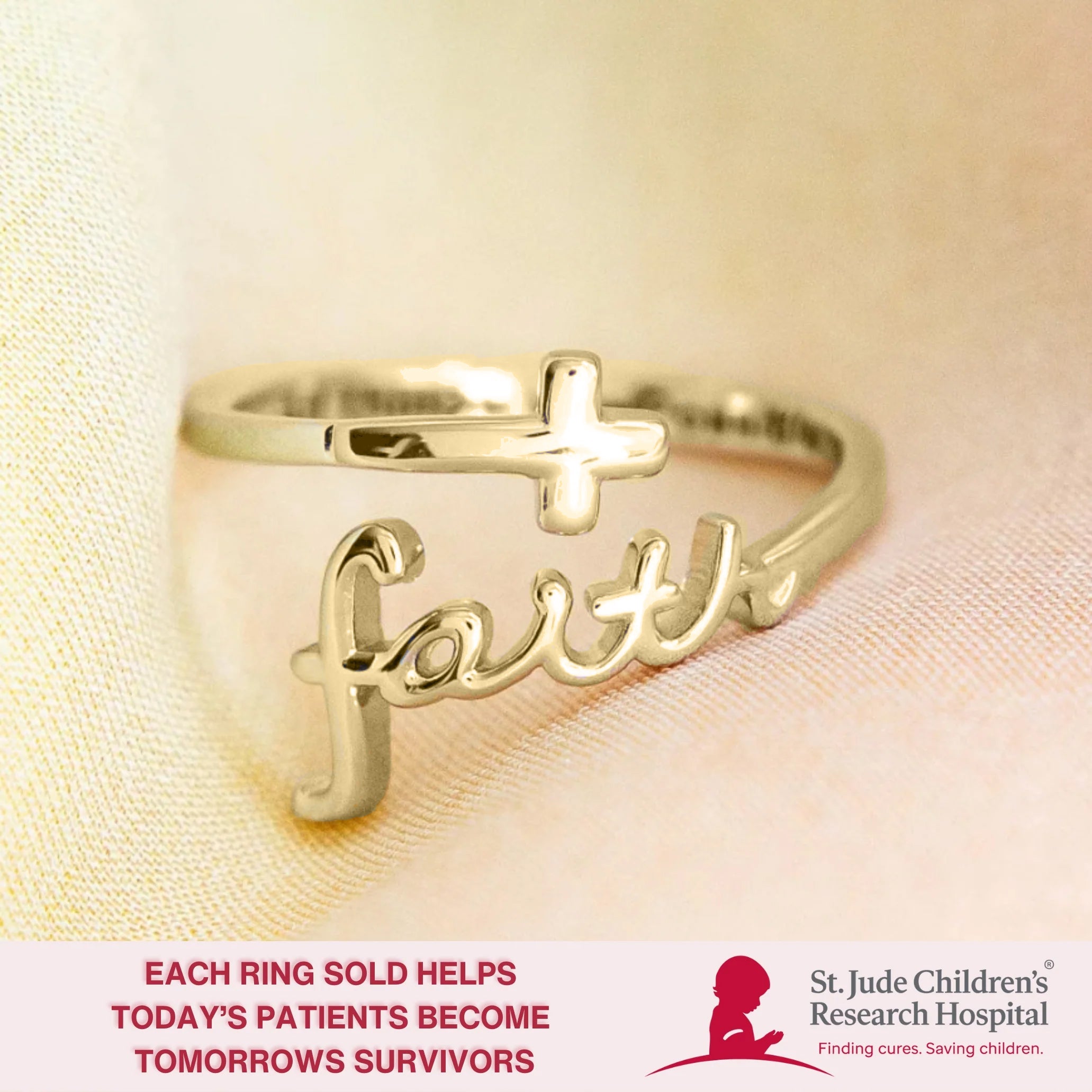 Found 'Faith' Script Ring (Adjustable) - Gold