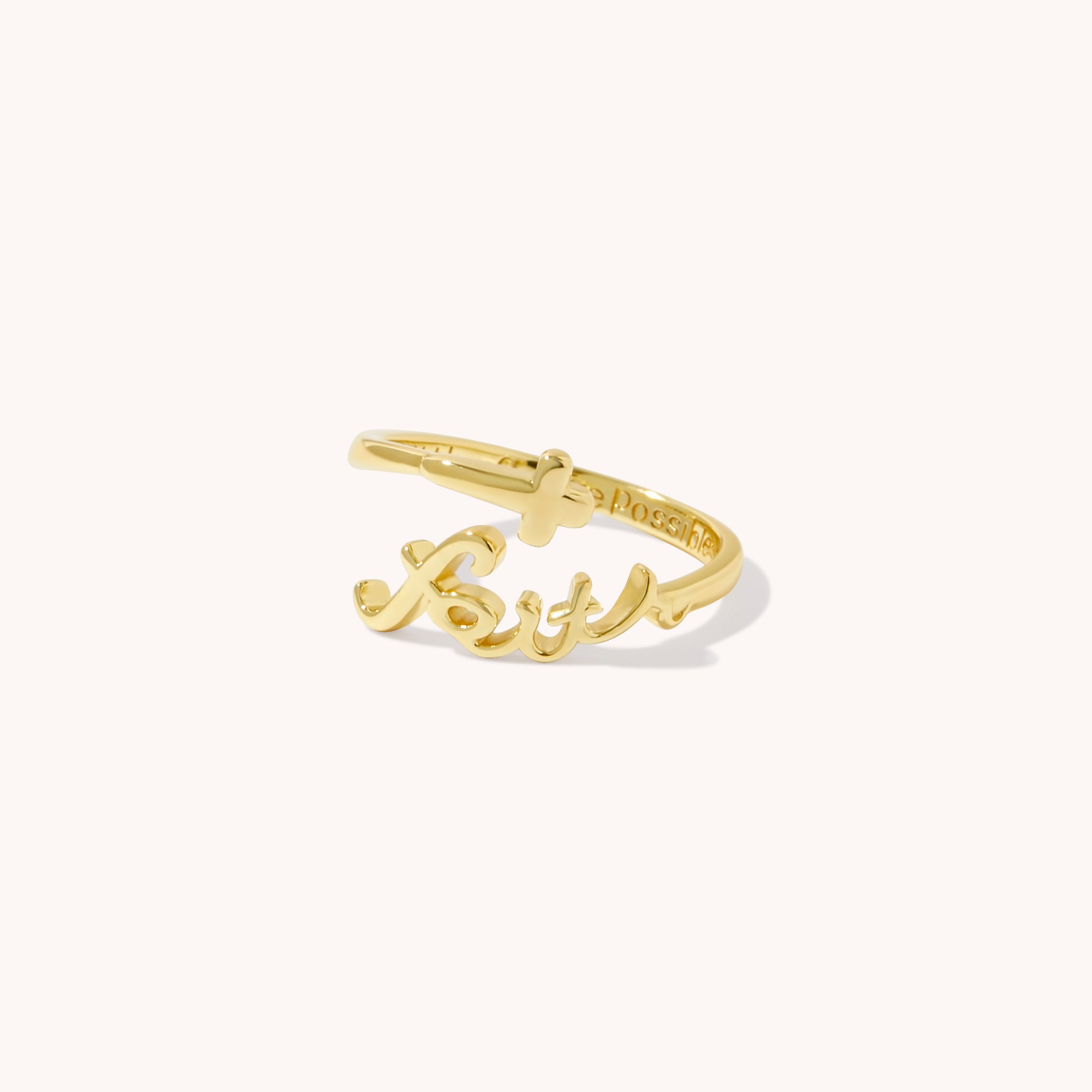 Found 'Faith' Script Ring (Adjustable) - Gold