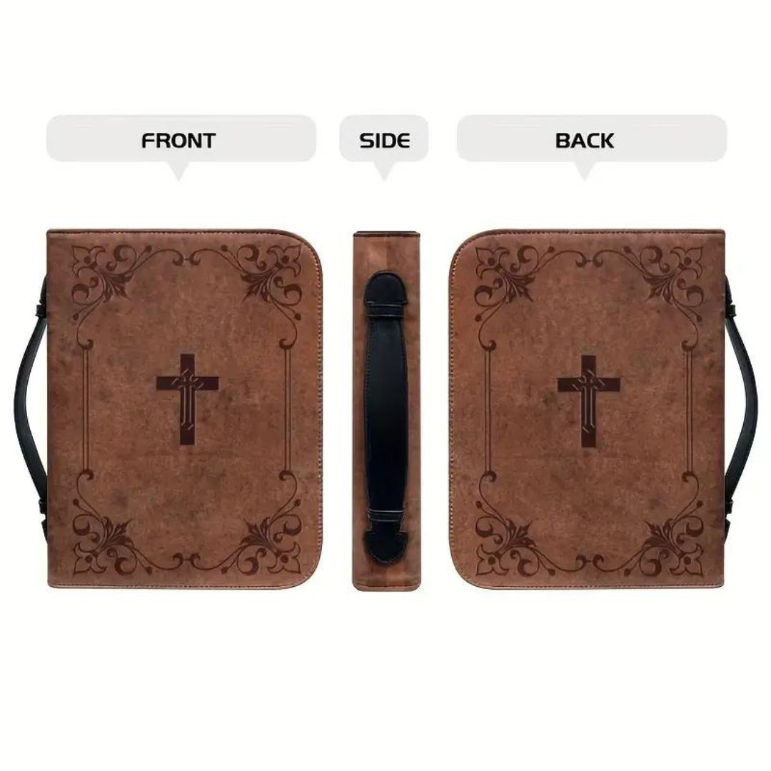 (NEW) Custom Handmade Leather Cross Bible Cover