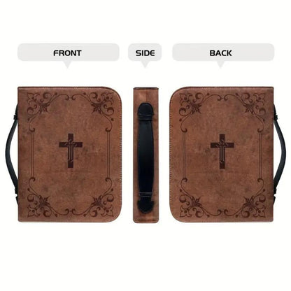 (NEW) Custom Handmade Leather Cross Bible Cover